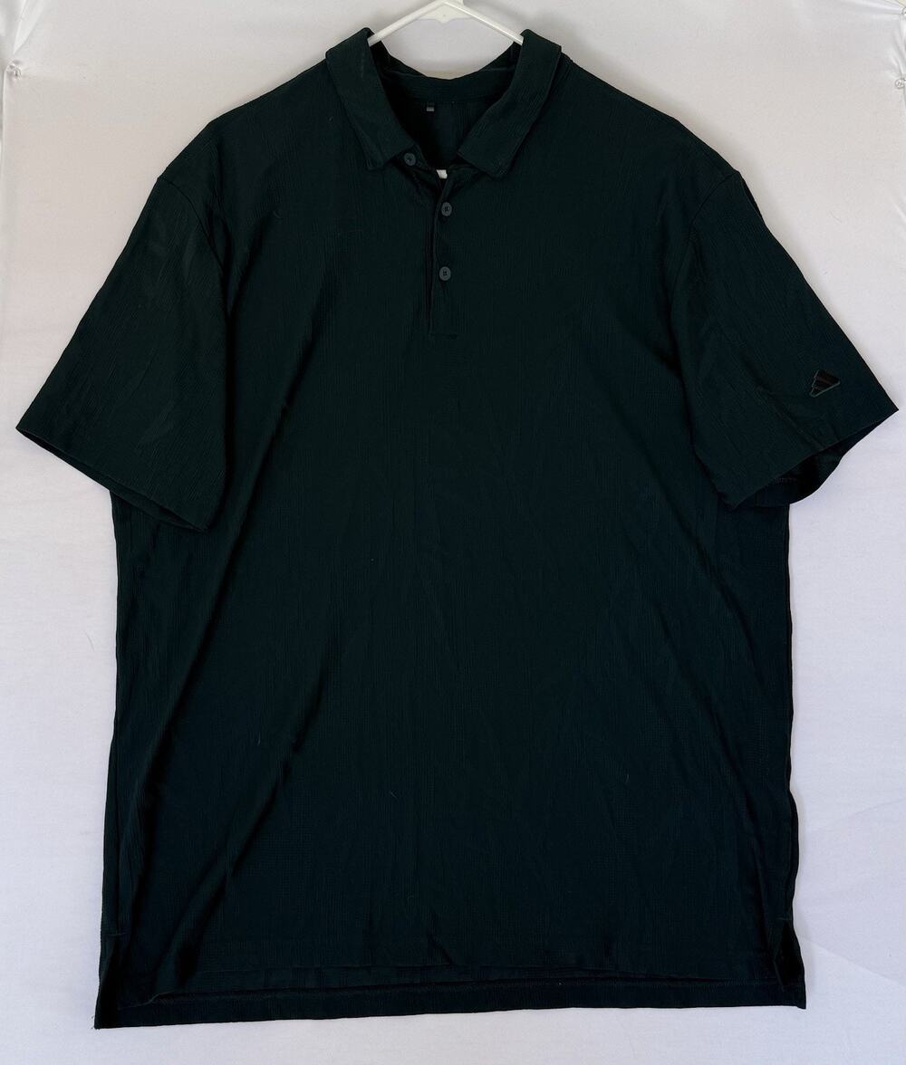 Adidas Green Textured Polo Shirt Men’s XL Check Measurements A214